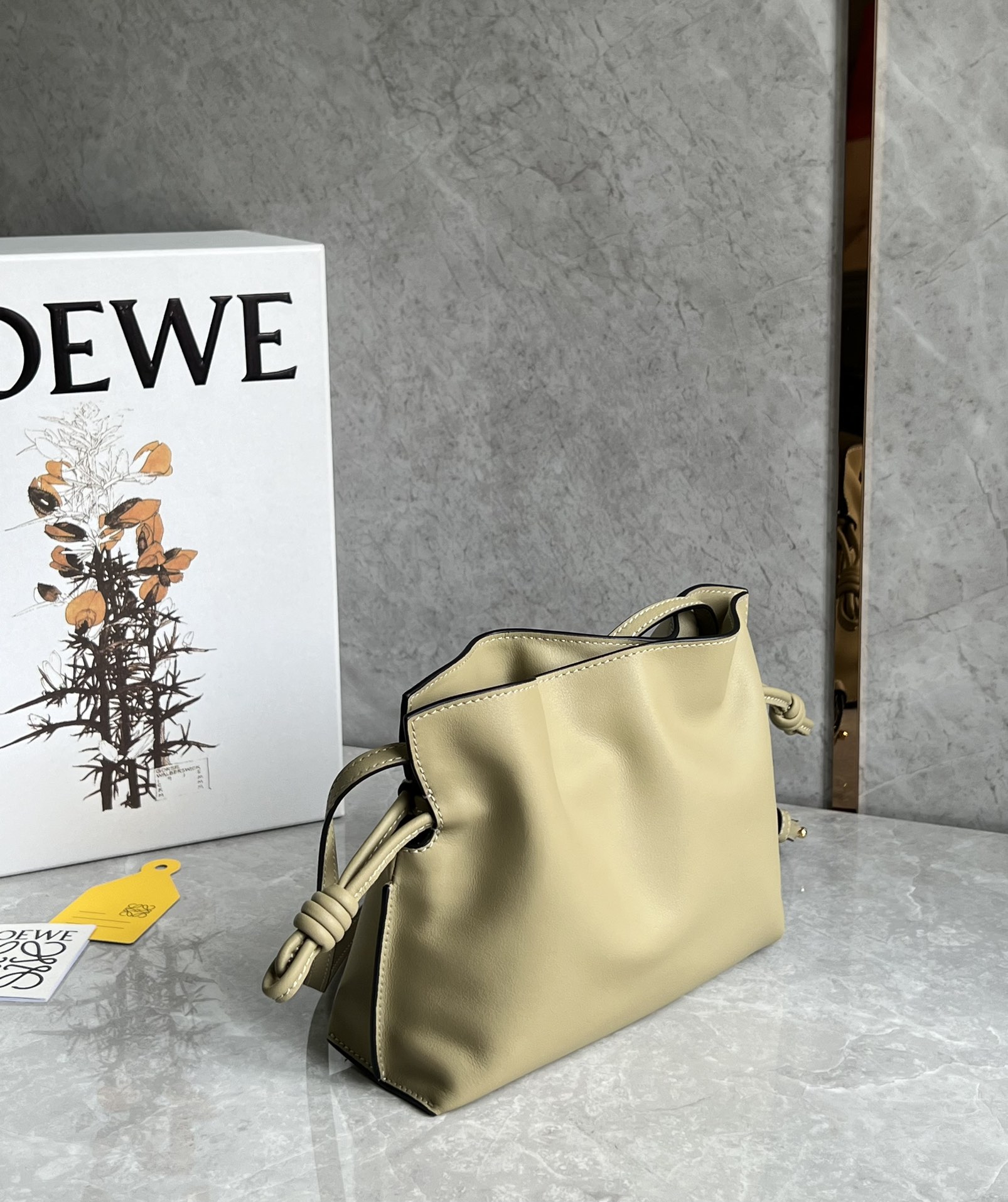 Loewe Mini Flamenco clutch in nappa calfskin Clay Green